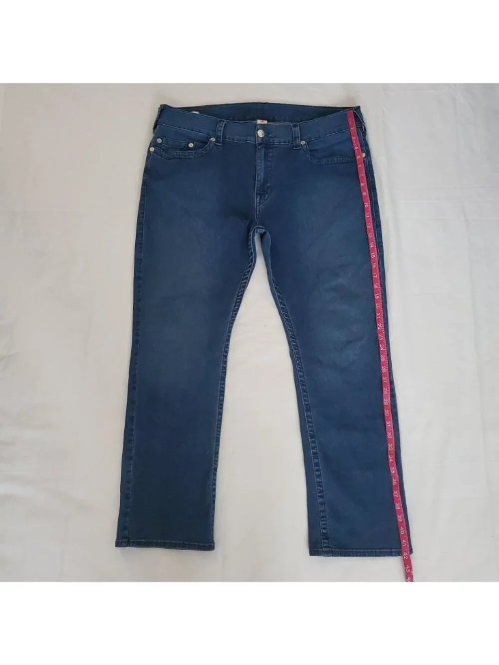 True Religion Men's Ricky Relaxed Straight Leg Blue Denim Jeans Size 38